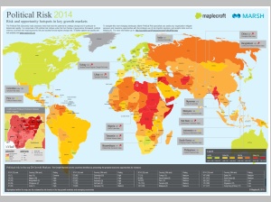 Political Risk Map 2014 (regelmäßige erstellte Analyse für die Rückversicherer z.B. Münchener Rückversicherung oder Hermes)
